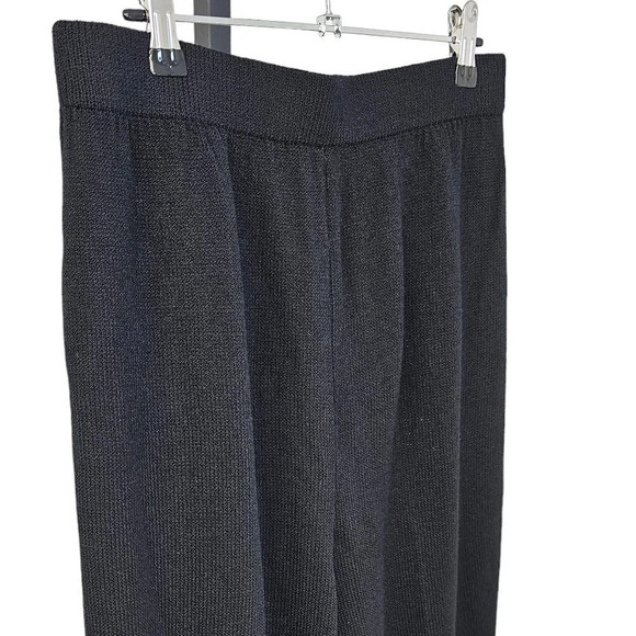 St. John Basics Santana Knit Pleated Straight High Rise Crop Pants Black Size 12 - Picture 9 of 12